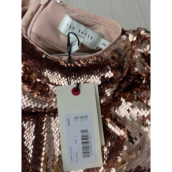 Ted Baker London Lovato Sequin Mock Neck Top Pale Pink ( 2 ) - Picture 5 of 7